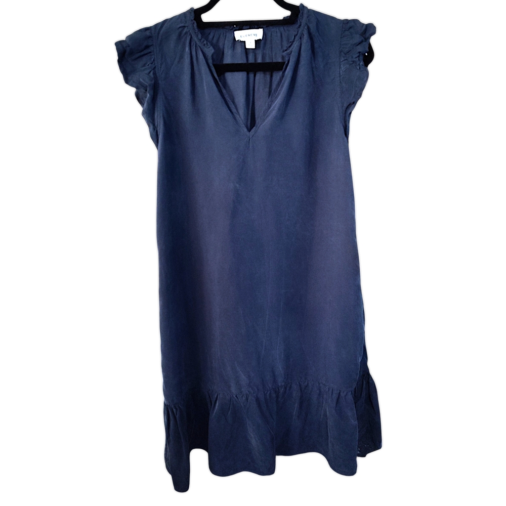 Evereve Blue V-Neck Flutter Sleeve Mini Dress Womens Size Small - Picture 2 of 8